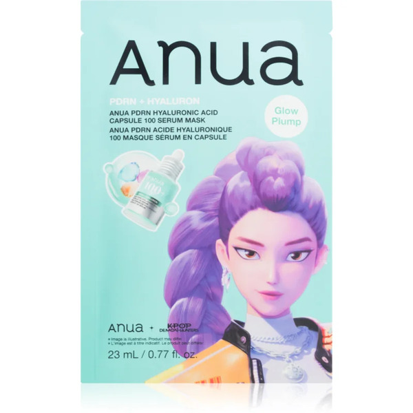  Anua K-pop Demon Hunters Pdrn + Hyaluronic Acid Capsule 100 Serum Mask Mascheraviso Idratante In Tessuto Per Una Pelle Luminosa E Liscia 23 Ml 