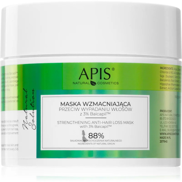  Apis Natural Cosmetics Natural Solution 3% Baicapil Maschera Rinforzante Per Capelli Deboli E Con Tendenza Alla Caduta 200 Ml 
