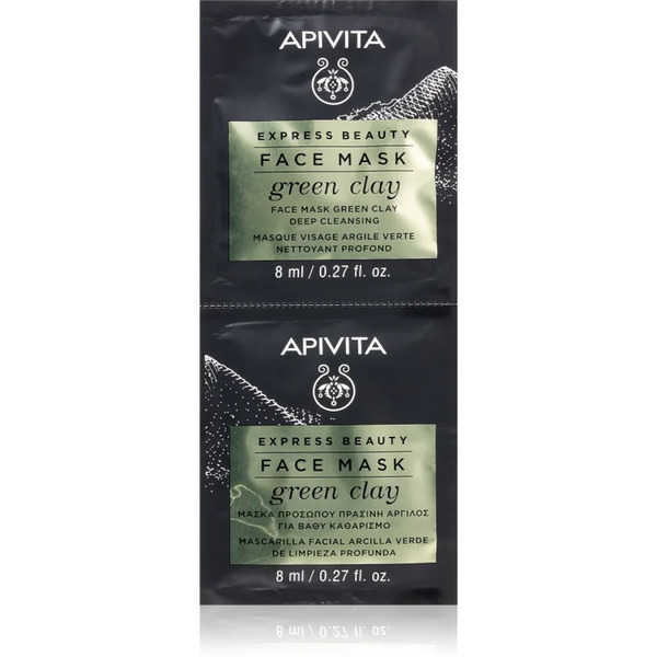  Apivita Express Beauty Cleansing Face Mask Green Clay Maschera Viso Detergente E Lisciante All'argilla Verde 2x8 Ml 