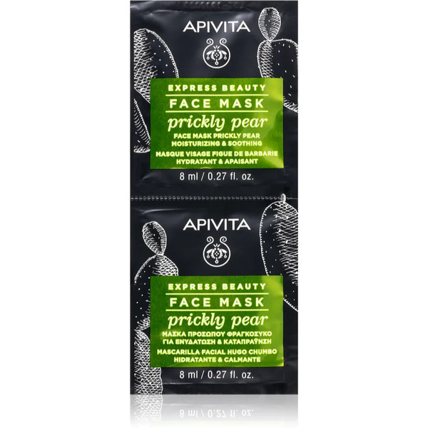  Apivita Express Beauty Moisturizing Face Mask Prickly Pear Maschera Lenitiva Viso Effetto Idratante 2x8 Ml 