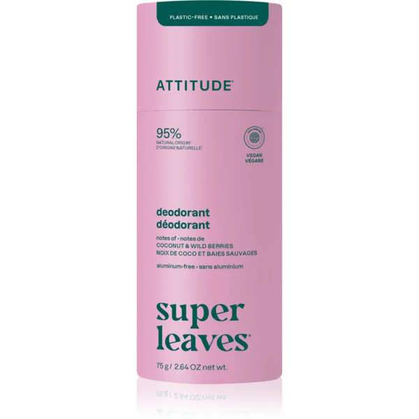  Attitude Super Leaves Natural Deodorant Deodorante Solido Naturale Senza Alluminio Coconut & Wild Berries 75 G 