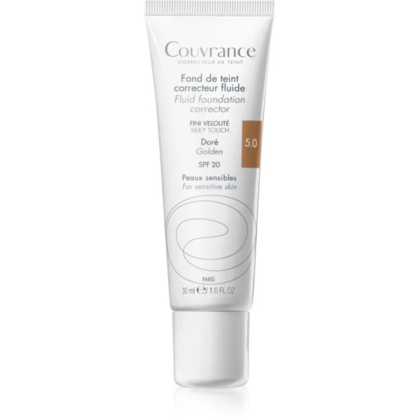  Avène Couvrance Fluid Foundation Corrector Fondotinta Coprente Liquido Spf 20 Colore 5.0 Golden 30 Ml 