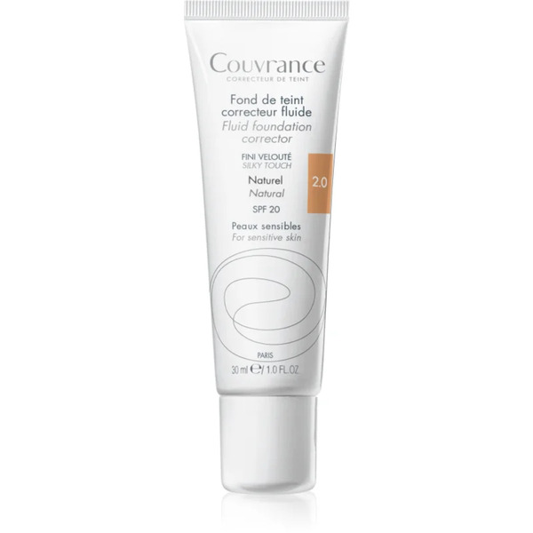  Avène Couvrance Fluid Foundation Corrector Fondotinta Coprente Liquido Spf 20 Colore 2.0 Natural 30 Ml 