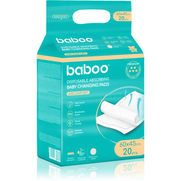  Baboo Aircomfort Disposable Absorbing Changing Pads Teli Monouso Per Il Cambio Del Pannolino 60×45 Cm 20 Pz 