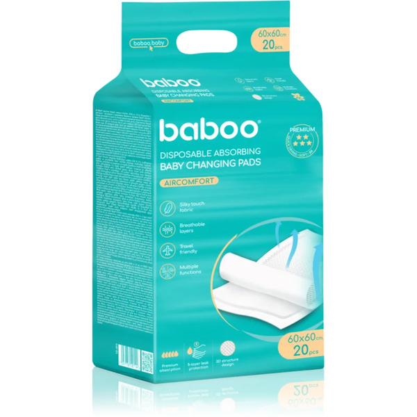  Baboo Aircomfort Disposable Absorbing Changing Pads Teli Monouso Per Il Cambio Del Pannolino 60x60 Cm 20 Pz 