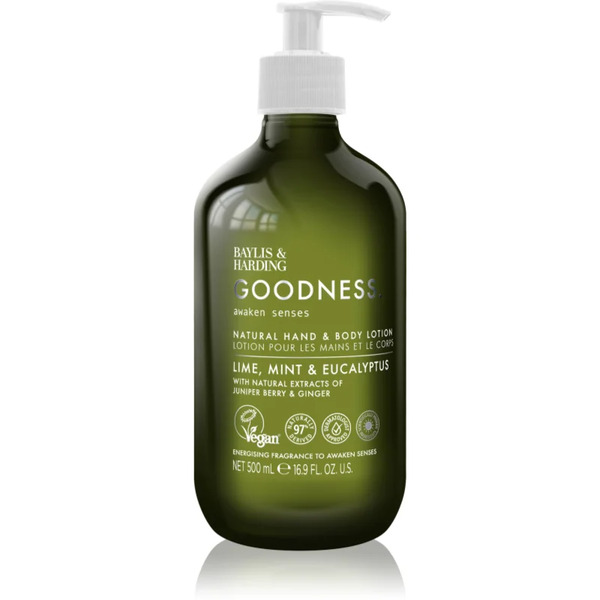  Baylis & Harding Goodness Awaken Senses Latte Per Mani E Corpo Con Effetto Rinfrescante Profumi Lime, Mint & Eucalyptus 500 Ml 