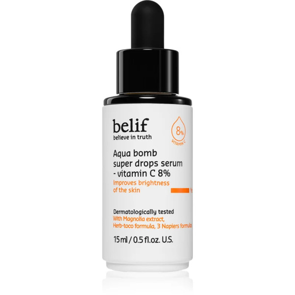  Belif Aqua Bomb Super Drops Serum Vitamin C 8% Siero Illuminante Con Vitamina C Effetto Antirughe 15 Ml 