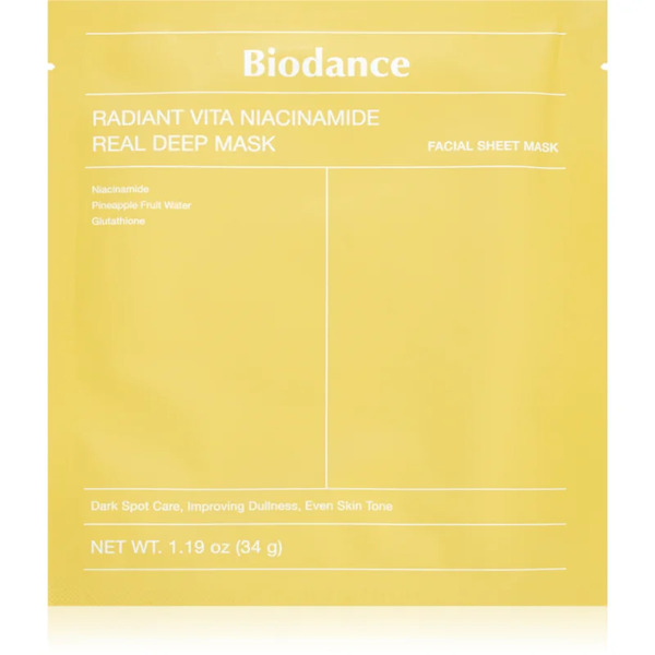  Biodance Radiant Vita Niacinamide Real Deep Mask Maschera Illuminante Viso Per Unificare Il Tono Della Pelle 1 Pz 