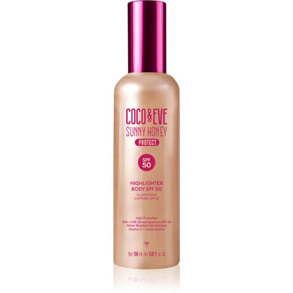  Coco & Eve Sunny Honey Highlighter Body Spf50 Siero Protettivo Con Effetto Illuminante Spf 50 150 Ml 