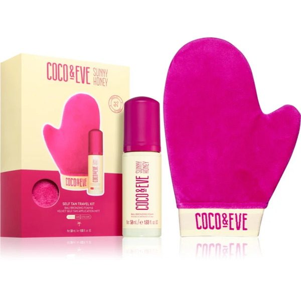  Coco & Eve Sunny Honey Ultimate Glow Travel Kit Mousse Autoabbronzante Con Guanto Applicatore Confezione Da Viaggio Medium 60 Ml 