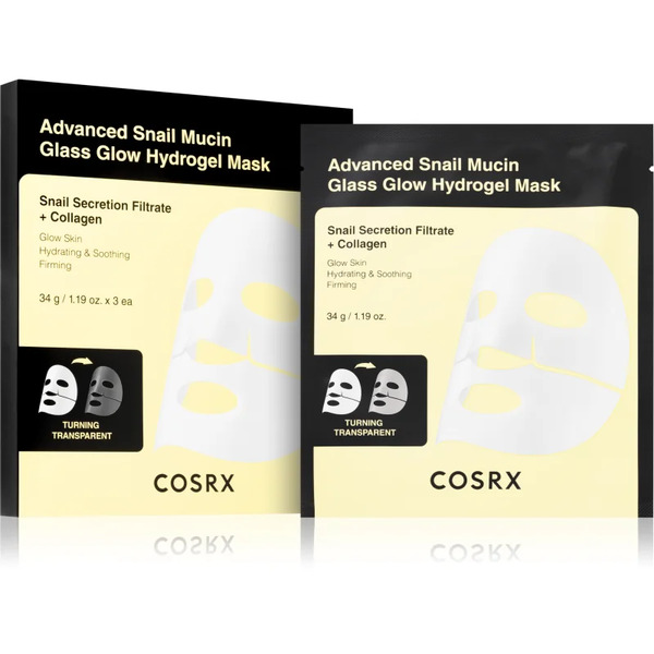  Cosrx Advanced Snail Mucin Glass Glow Hydrogel Mask Maschera Idrogel Rivitalizzante Con Estratto Di Lumaca Per Unificare Il Tono Della Pelle 3 Pz 