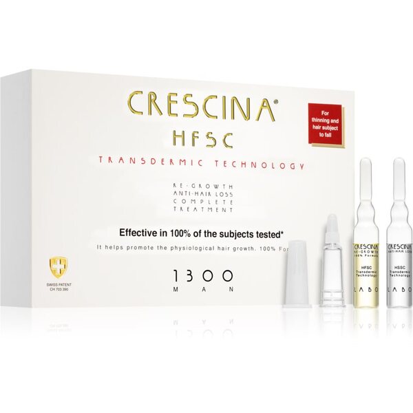  Crescina Transdermic 1300 Re-growth And Anti-hair Loss Trattamento Per La Crescita Contro La Perdita Dei Capelli Per Uomo 20x3,5 Ml 