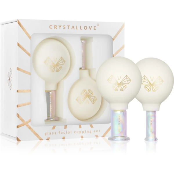  Crystallove Glass Facial Cupping Set Set Di Strumenti Per Il Massaggio Per Viso, Collo E Décolleté 2 Pz 