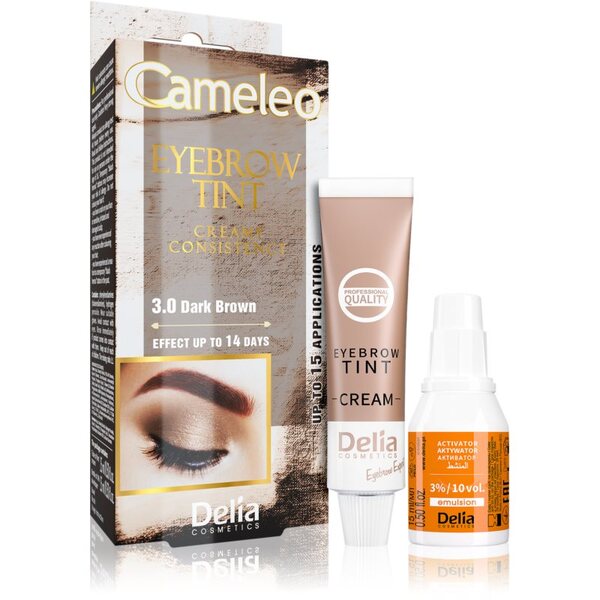  Delia Cosmetics Cameleo Colore Professionale In Crema Per Sopracciglia Senza Ammoniaca Colore 3.0 Dark Brown 15 Ml 