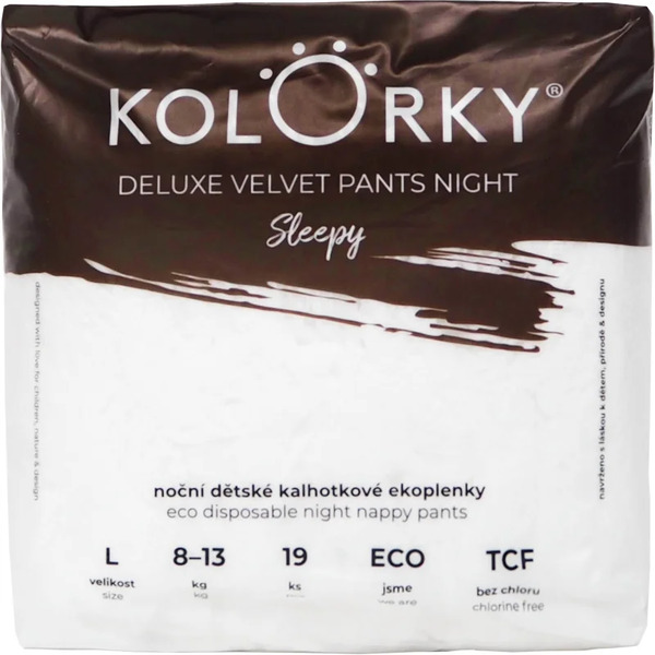  Kolorky Deluxe Velvet Pants Night Sleepy Pannolini A Mutandina Usa E Getta Per La Notte L 8-13 Kg 19 Pz 