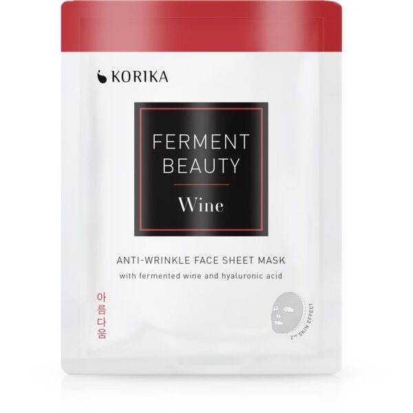  Korika Fermentbeauty Anti-wrinkle Face Sheet Mask With Fermented Wine And Hyaluronic Acid Maschera Antirughe In Tessuto Con Vino Fermentato E Acido Ia 