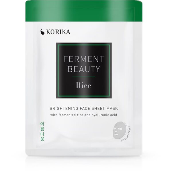  Korika Fermentbeauty Brightening Face Sheet Mask With Fermented Rice And Hyaluronic Acid Maschera Viso Illuminante In Tessuto Con Riso Fermentato E Ac 
