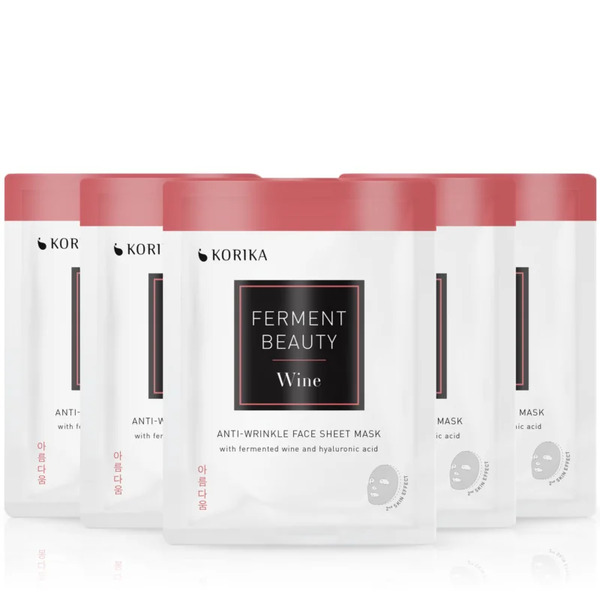 Korika Fermentbeauty Set Of 5 Anti-wrinkle Face Sheet Masks With Fermented Wine And Hyaluronic Acid Maschera Per Il Viso A Prezzo Ridotto 