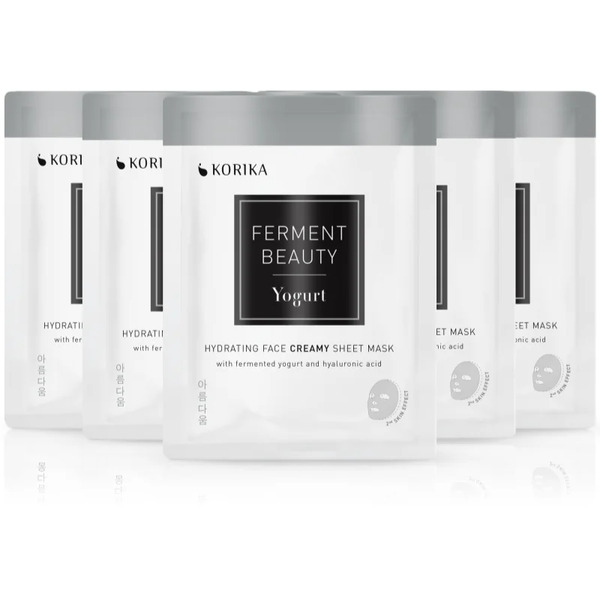  Korika Fermentbeauty Set Of 5 Hydrating Face Sheet Masks With Fermented Yogurt And Hyaluronic Acid Maschera Per Il Viso A Prezzo Ridotto 