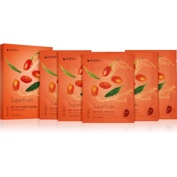  Korika Superfruits Goji Berry - Set Of 5 Anti-aging Face Sheet Masks Maschera Per Il Viso A Prezzo Ridotto Effetto Ringiovanente Goji Berry 