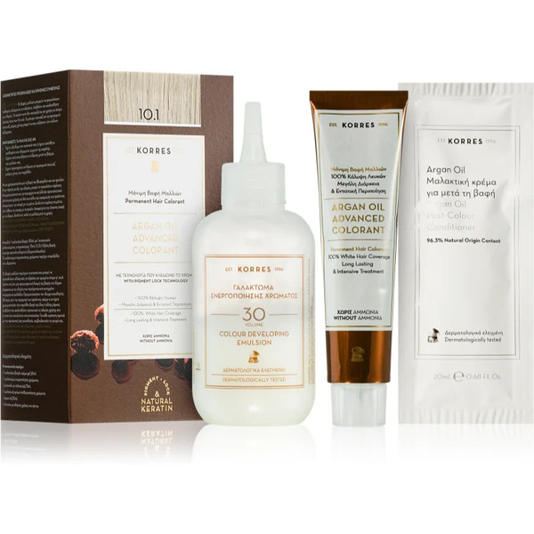  Korres Argan Oil Tinta Permanente Per Capelli Con Olio Di Argan Colore 10.1 Platinum Ash Blonde 50 Ml 