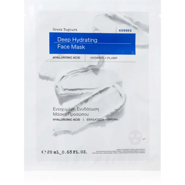  Korres Greek Yoghurt Hydration Recharge Sheet Mask Maschera In Tessuto Altamente Idratante E Nutriente 20 Ml 
