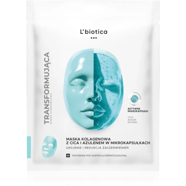  L’biotica Transforming Collagen Mask With Cica And Azulene In Microcapsules Maschera Al Collagene Contro Gli Arrossamenti Della Pelle 1 Pz 