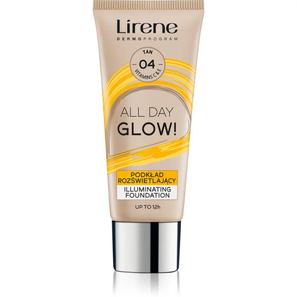  Lirene All Day Glow! Fondotinta Liquido Illuminante Per Un Effetto Lunga Durata Colore 04 Tanned 30 Ml 