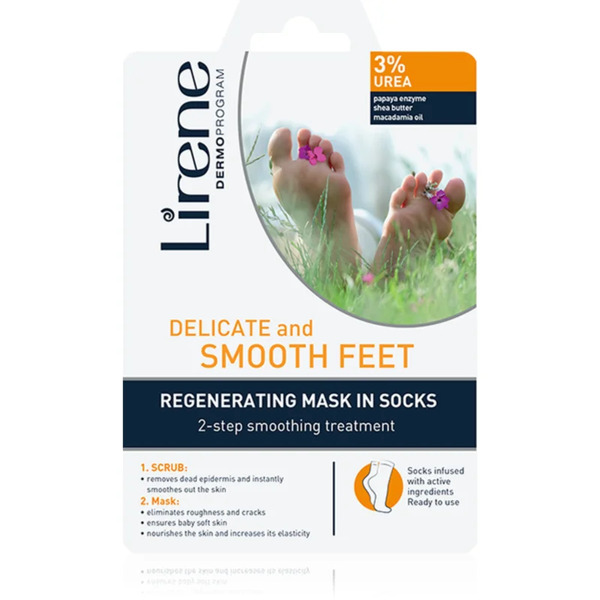  Lirene Foot Care Trattamento Rigenerante Piedi In Due Fasi Scrub + Maschera In Forma Di Calzini 3% Urea 1 Paio 