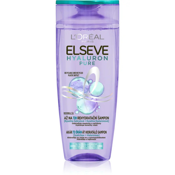  L’oréal Paris Elvive Hyaluron Pure Shampoo Idratante Per Cuoi Capelluti Grassi E Punte Secche 250 Ml 