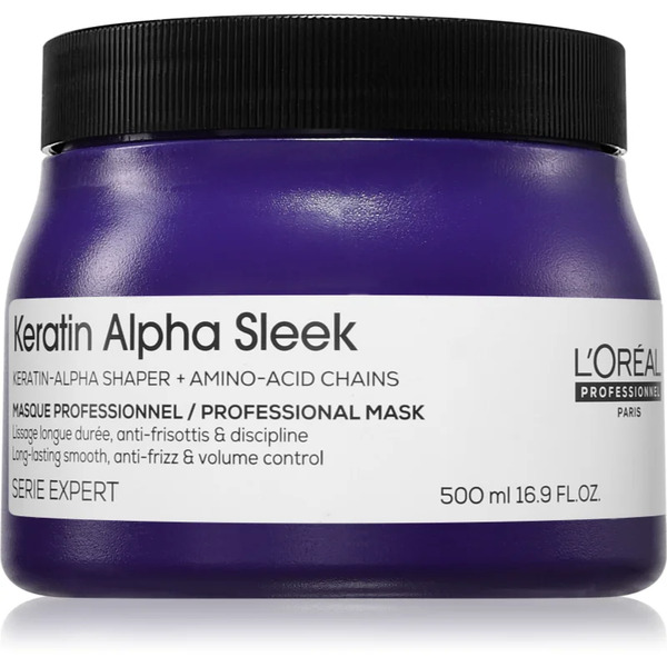  L’oréal Professionnel Serie Expert Keratin Alpha Sleek Maschera Nutriente Per Capelli Dall’aspetto Liscio 500 Ml 