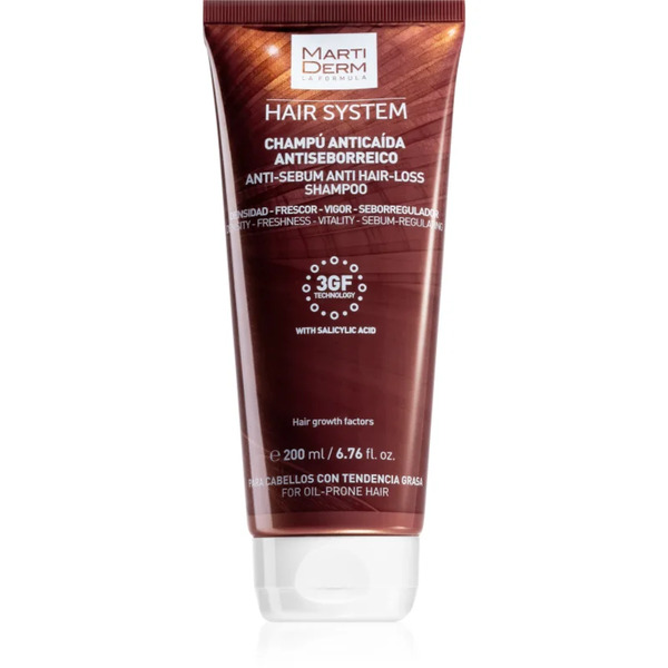  Martiderm Hair System Anti-sebum Anti-hair Loss Shampoo Shampoo Anti-caduta Per Cuoi Capelluti Grassi 200 Ml 