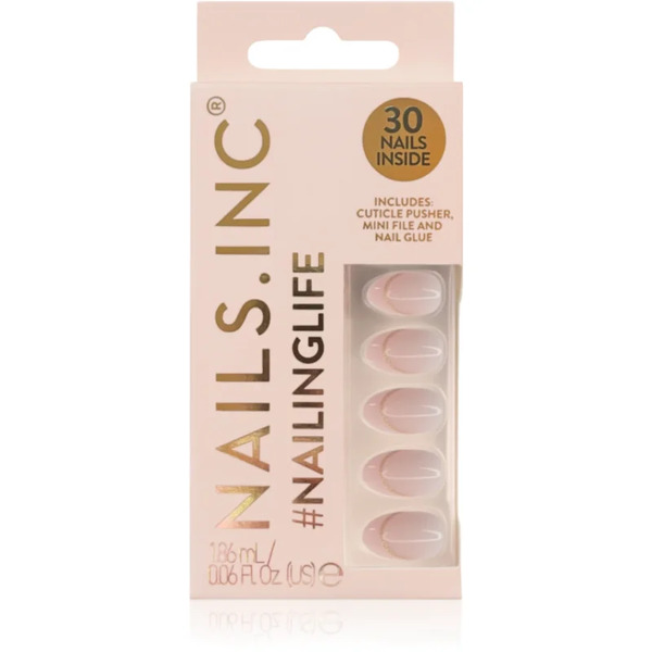  Nails Inc. #nailinglife Press-on Nails Unghie Finte Colore Style It Like Sabrina Gold French Tip 33 Pz 