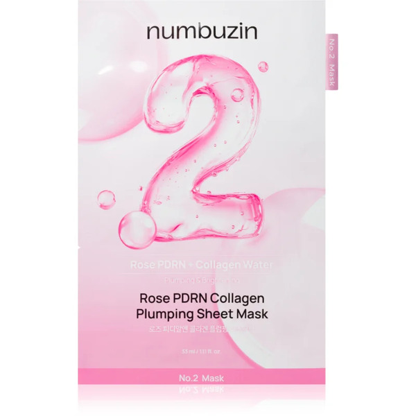  Numbuzin No. 2 Rose Pdrn Collagen Plumping Sheet Mask Mascheraviso Idratante In Tessuto Illuminante 5 Pz 