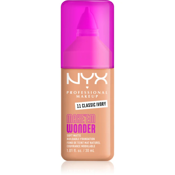  Nyx Professional Makeup Make ‘em Wonder Fondotinta Opacizzante Leggero Colore 11 Classic Ivory 30 Ml 