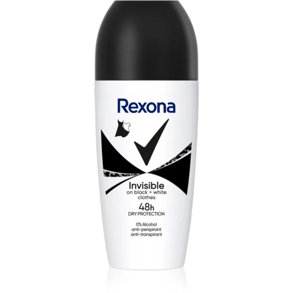  Rexona Invisible Black And White Roll-on Antitraspirante Roll-on Contro Le Macchie Bianche E Gialle 50 Ml 