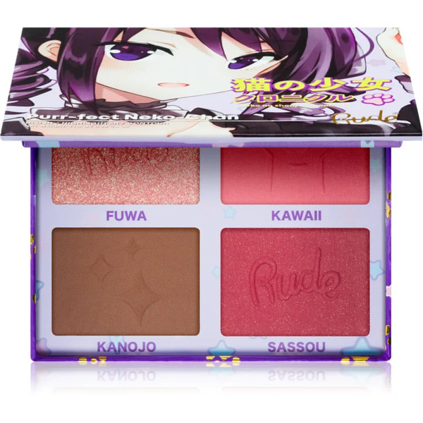  Rude Cosmetics Manga Face Palette Palette Multifunzione Per Il Viso Colore Purr-fect Neko-chan 11.2 G 