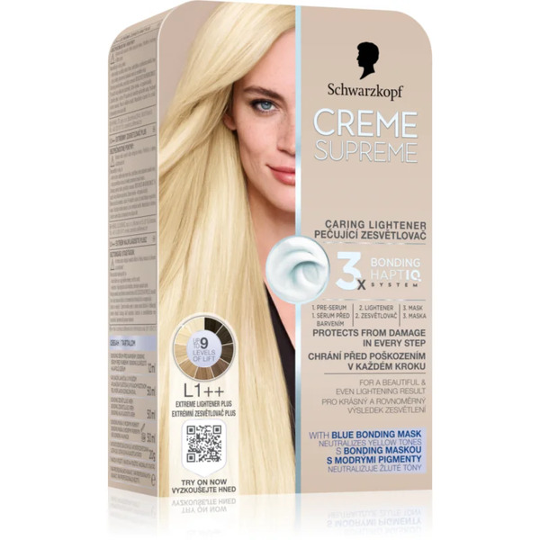  Schwarzkopf Creme Supreme Tinta Permanente Per Capelli Per Schiarire I Capelli Colore L1++ Extreme Lightener Plus 60 Ml 