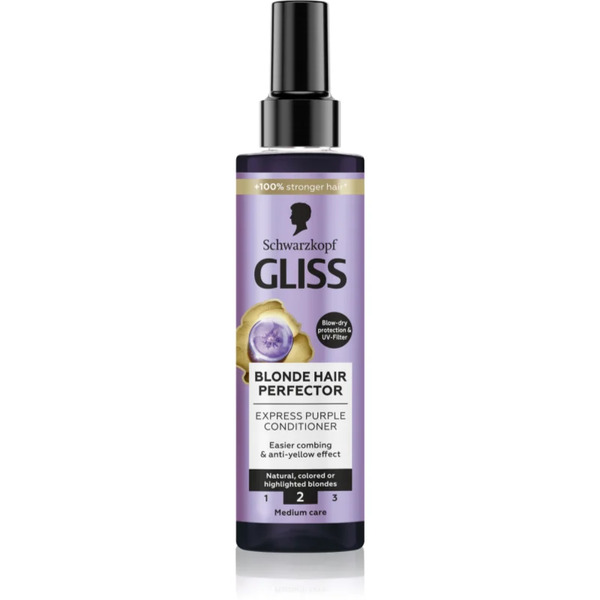 Schwarzkopf Gliss Blonde Hair Perfector Balsamo Senza Risciacquo Neutralizzante Per Toni Gialli 200 Ml 