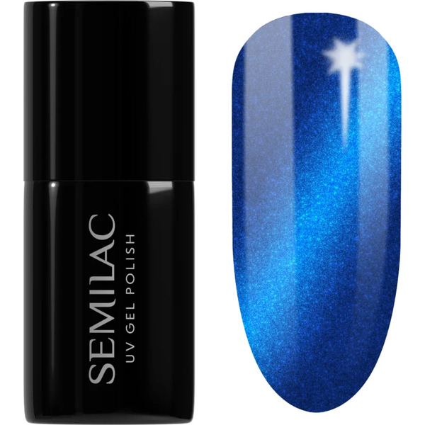  Semilac Uv Hybrid Silk Effect Smalto Gel Per Unghie Con Lampada Uv/led Colore 466 Blue Silk Pyjamas 7 Ml 