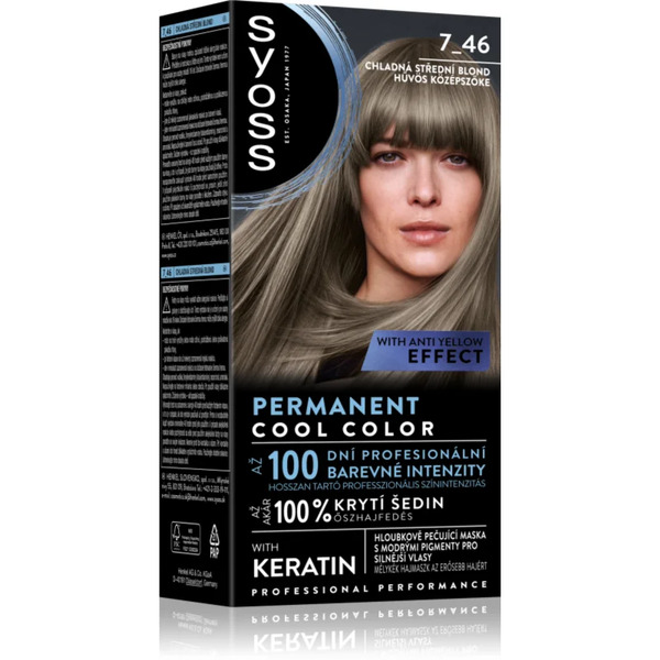  Syoss Permanent Cool Color Tinta Permanente Per Capelli Con Un Sottotono Freddo Colore 7_46 Cool Medium Blond 1 Pz 