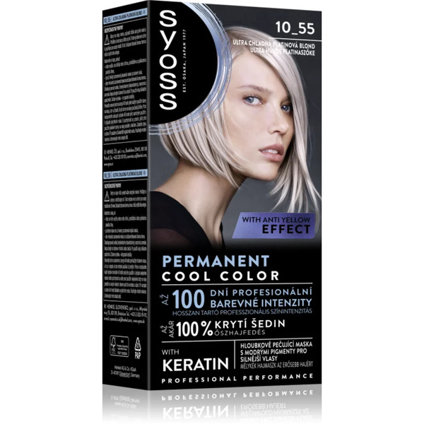  Syoss Permanent Cool Color Tinta Permanente Per Capelli Con Un Sottotono Freddo Colore 10_55 Ultra Platinum Blond 1 Pz 
