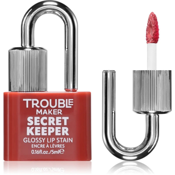  Trouble Maker Secret Keeper Lip Gloss Stain Rossetto Labbra Per Un Effetto Lunga Durata Colore Shifty Biz Rose Nude 5 Ml 