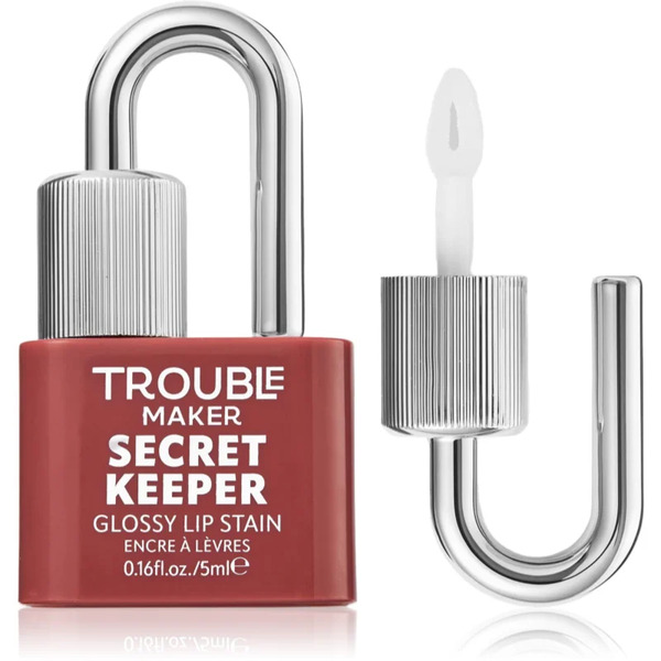  Trouble Maker Secret Keeper Lip Gloss Stain Rossetto Labbra Per Un Effetto Lunga Durata Colore Trickish Caramel Nude 5 Ml 