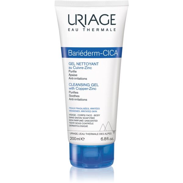 Uriage Bariéderm Cica Cleansing Gel With Copper-zinc Gel Detergente Lenitivo Per Pelle Screpolata 200 Ml 
