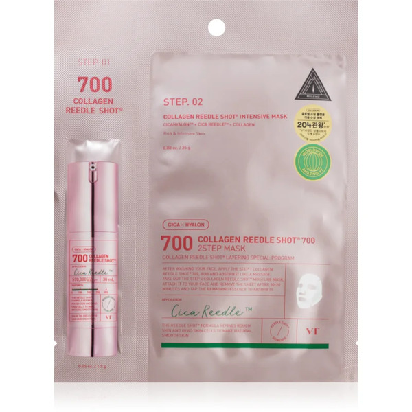  Vt Cosmetics Collagen Reedle Shot 700 2-step Mask Maschera Liftante E Rassodante Per Il Trattamento Bifasico Della Pelle 28.5 G 
