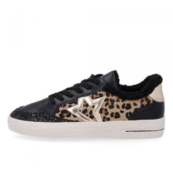  Kharisma Sneaker Stringate Inserti A Contrasto Stampa Leopardata 