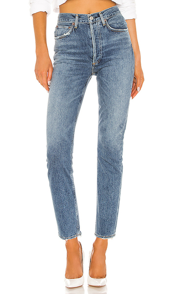  Agolde Riley High Rise Straight Crop Jeans In Denim-medium. Taglia 25. Also In 26, 27, 28, 29, 30, 31, 32, 34, 33. 