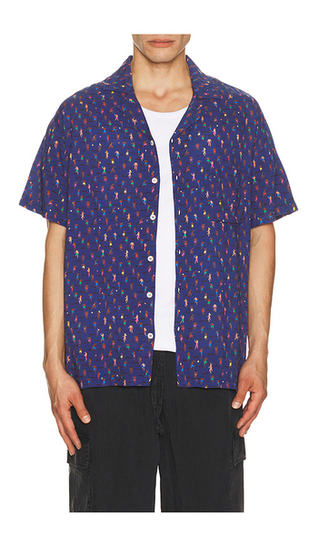  Arrels Barcelona Altinha X Malika Favre Camp Collar Shirt In Eco Blue In Blue. Taglia S. Also In M, L, Xl/1x. 