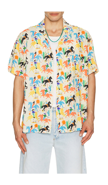  Arrels Barcelona Cowboy X Simmon Said Camp Collar Shirt In Eco White In White. Taglia S. Also In M, L, Xl/1x. 